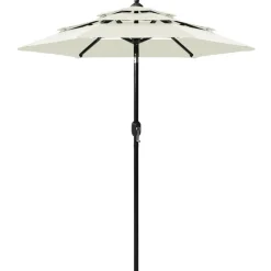MAISON EXCLUSIVE - Parasol de jardin à 3 niveaux avec mât en aluminium sable 2 m