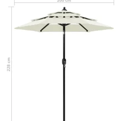 MAISON EXCLUSIVE - Parasol de jardin à 3 niveaux avec mât en aluminium sable 2 m
