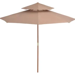 MAISON EXCLUSIVE - Parasol à deux étages avec mât en bois 270 cm taupe