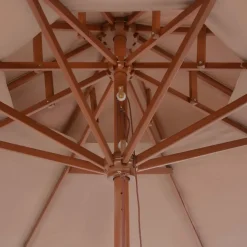 MAISON EXCLUSIVE - Parasol à deux étages avec mât en bois 270 cm taupe