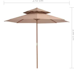MAISON EXCLUSIVE - Parasol à deux étages avec mât en bois 270 cm taupe