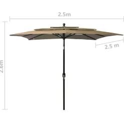 MAISON EXCLUSIVE - Parasol de jardin à 3 niveaux avec mât en aluminium taupe