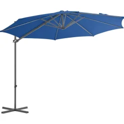 MAISON EXCLUSIVE - Parasol de jardin en porte-à-faux avec mât en acier bleu azuré
