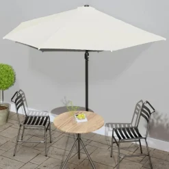 MAISON EXCLUSIVE - Parasol de balcon avec mât en aluminium sable 300x155 cm demi