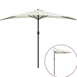 MAISON EXCLUSIVE - Parasol de balcon avec mât en aluminium sable 300x155 cm demi