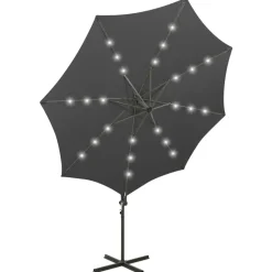 MAISON EXCLUSIVE - Parasol de jardin en porte-à-faux avec mât et lumières led