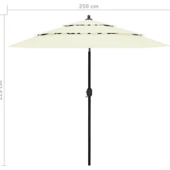 MAISON EXCLUSIVE - Parasol de jardin à 3 niveaux avec mât en aluminium sable 2,5 m