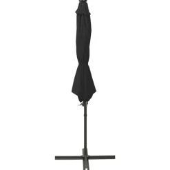 MAISON EXCLUSIVE - Parasol de jardin en porte-à-faux et mât et lumières led noir