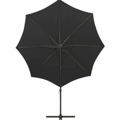 MAISON EXCLUSIVE - Parasol de jardin en porte-à-faux et mât et lumières led noir