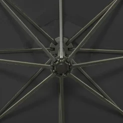 MAISON EXCLUSIVE - Parasol de jardin en porte-à-faux et mât et lumières led noir