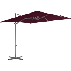 MAISON EXCLUSIVE - Parasol de jardin en porte-à-faux mât en acier rouge bordeaux