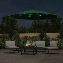 MAISON EXCLUSIVE - Parasol avec éclairage led 300 cm poteau en métal vert
