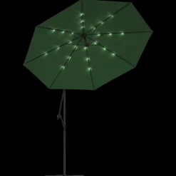 MAISON EXCLUSIVE - Parasol avec éclairage led 300 cm poteau en métal vert