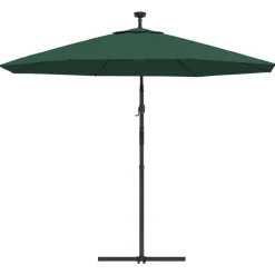 MAISON EXCLUSIVE - Parasol avec éclairage led 300 cm poteau en métal vert