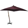 MAISON EXCLUSIVE - Parasol de jardin suspendu et mât rouge bordeaux bois de sapin