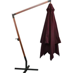 MAISON EXCLUSIVE - Parasol de jardin suspendu et mât rouge bordeaux bois de sapin