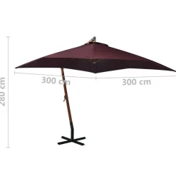 MAISON EXCLUSIVE - Parasol de jardin suspendu et mât rouge bordeaux bois de sapin