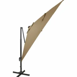 MAISON EXCLUSIVE - Parasol de jardin en porte-à-faux et mât et lumières led taupe