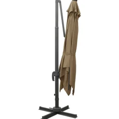MAISON EXCLUSIVE - Parasol de jardin en porte-à-faux et mât et lumières led taupe
