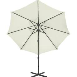 MAISON EXCLUSIVE - Parasol de jardin en porte-à-faux et mât et lumières led sable