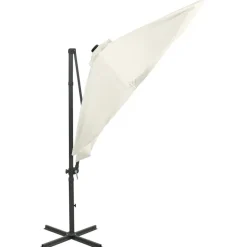 MAISON EXCLUSIVE - Parasol de jardin en porte-à-faux et mât et lumières led sable