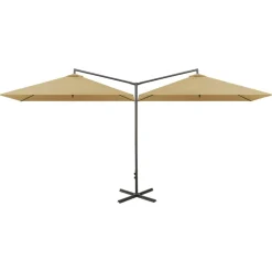 MAISON EXCLUSIVE - Parasol de jardin double avec mât en acier taupe 600x300 cm
