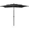 MAISON EXCLUSIVE - Parasol de jardin à 3 niveaux avec mât en aluminium noir