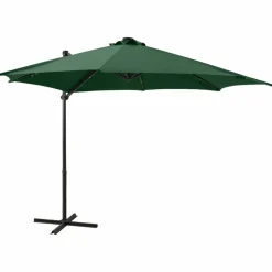 MAISON EXCLUSIVE - Parasol de jardin en porte-à-faux et mât et lumières led vert