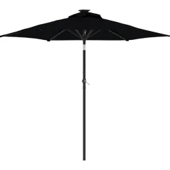 MAISON EXCLUSIVE - Parasol de jardin avec led mât en acier noir 225x225x212 cm