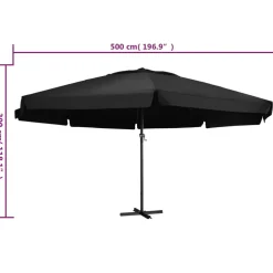 MAISON EXCLUSIVE - Parasol de jardin avec mât en aluminium 500 cm noir