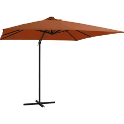 MAISON EXCLUSIVE - Parasol de jardin en porte-à-faux avec lumières led terre cuite