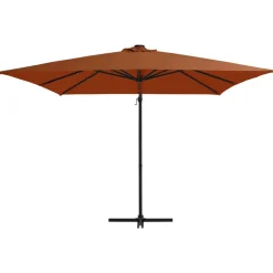 MAISON EXCLUSIVE - Parasol de jardin en porte-à-faux avec lumières led terre cuite