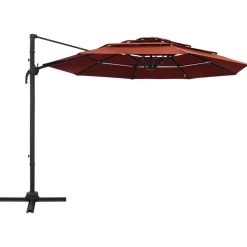 MAISON EXCLUSIVE - Parasol de jardin à 4 niveaux avec mât en aluminium terre cuite