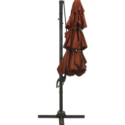 MAISON EXCLUSIVE - Parasol de jardin à 4 niveaux avec mât en aluminium terre cuite