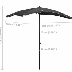 MAISON EXCLUSIVE - Parasol de jardin avec mât 200x130 cm anthracite