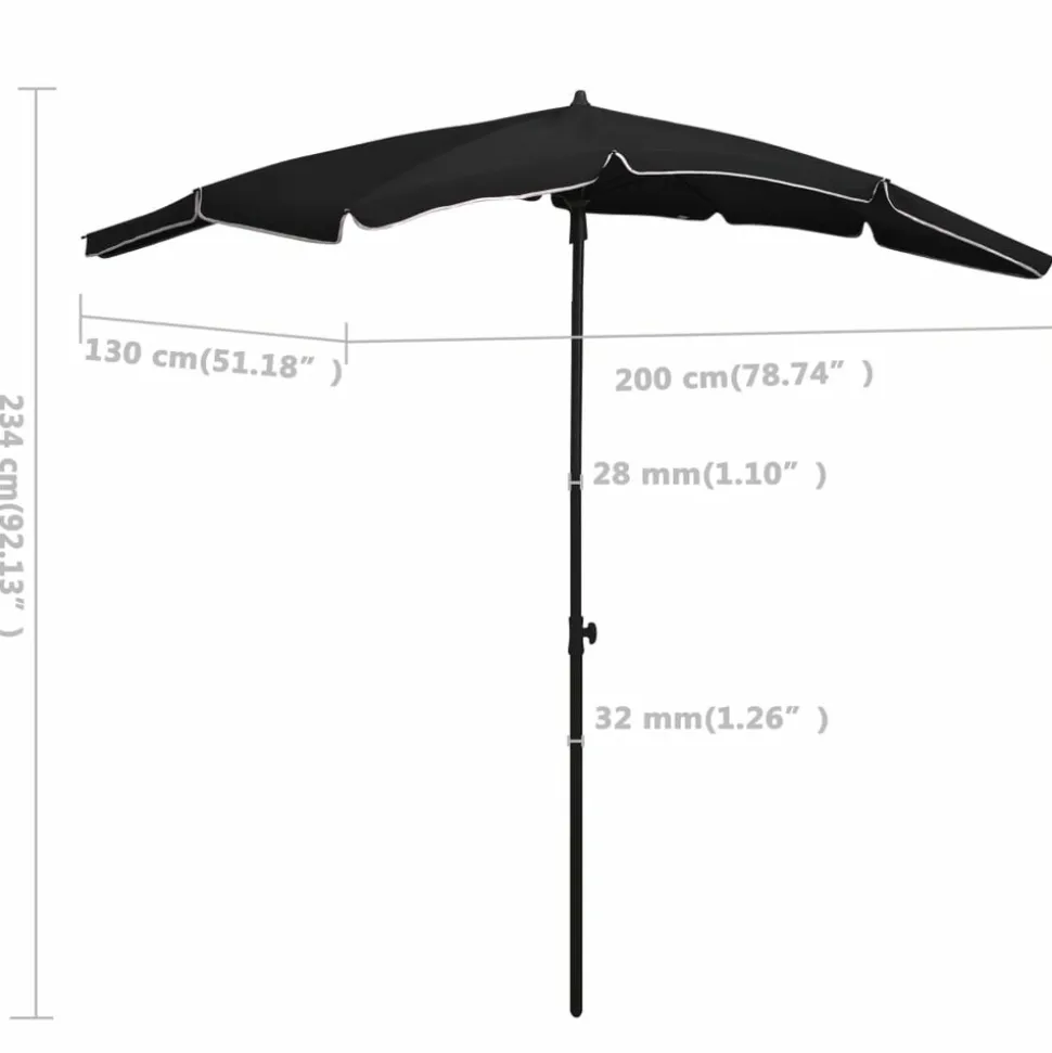 MAISON EXCLUSIVE - Parasol de jardin avec mât 200x130 cm noir