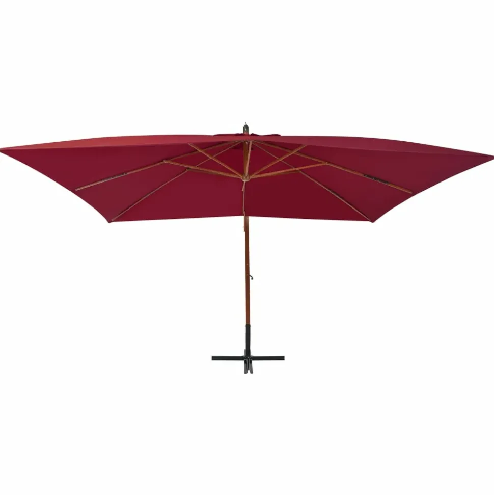 MAISON EXCLUSIVE - Parasol de jardin en porte-à-faux et mât en bois rouge bordeaux