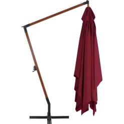 MAISON EXCLUSIVE - Parasol de jardin en porte-à-faux et mât en bois rouge bordeaux