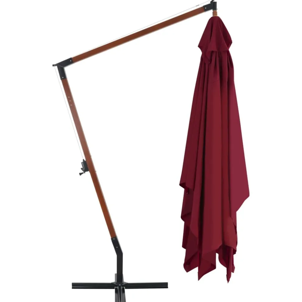 MAISON EXCLUSIVE - Parasol de jardin en porte-à-faux et mât en bois rouge bordeaux