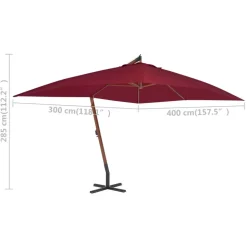 MAISON EXCLUSIVE - Parasol de jardin en porte-à-faux et mât en bois rouge bordeaux
