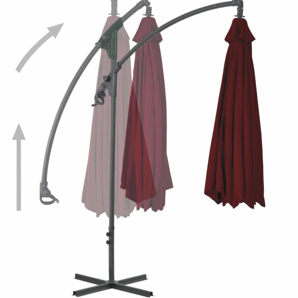 MAISON EXCLUSIVE - Parasol de jardin en porte-à-faux mât en acier rouge bordeaux