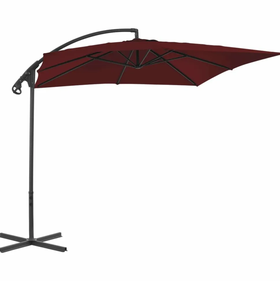 MAISON EXCLUSIVE - Parasol de jardin en porte-à-faux mât en acier rouge bordeaux