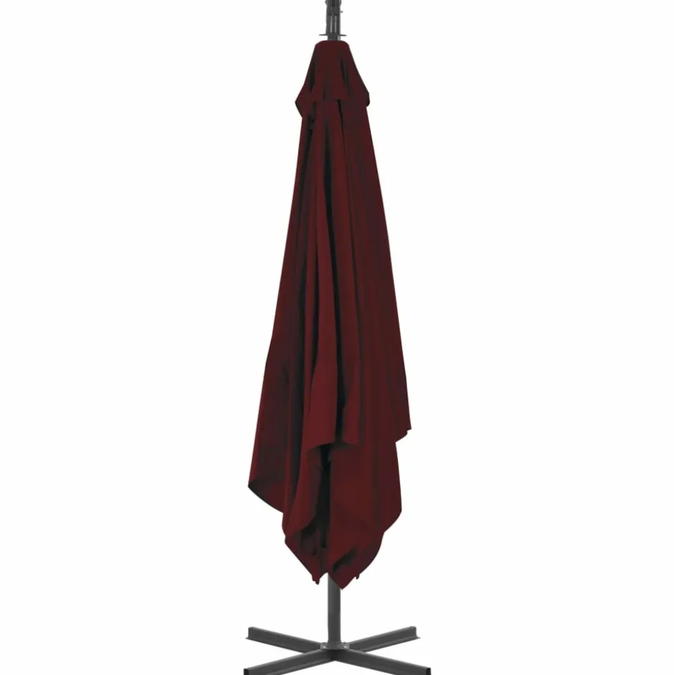 MAISON EXCLUSIVE - Parasol de jardin en porte-à-faux mât en acier rouge bordeaux
