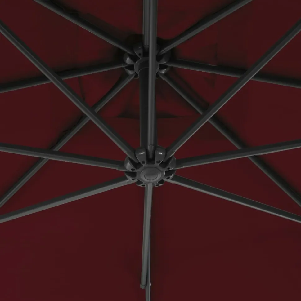 MAISON EXCLUSIVE - Parasol de jardin en porte-à-faux mât en acier rouge bordeaux