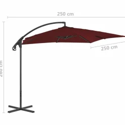 MAISON EXCLUSIVE - Parasol de jardin en porte-à-faux mât en acier rouge bordeaux