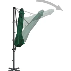 MAISON EXCLUSIVE - Parasol de jardin en porte-à-faux et poteau en aluminium vert