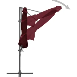 MAISON EXCLUSIVE - Parasol de jardin en porte-à-faux mât en acier rouge bordeaux