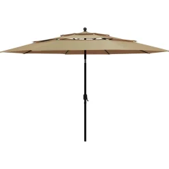 MAISON EXCLUSIVE - Parasol de jardin à 3 niveaux avec mât en aluminium taupe 3,5 m