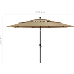 MAISON EXCLUSIVE - Parasol de jardin à 3 niveaux avec mât en aluminium taupe 3,5 m