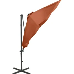 MAISON EXCLUSIVE - Parasol de jardin en porte-à-faux avec mât et lumières led